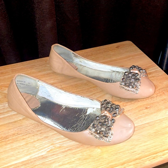 Rhinestone Beaded Bow Ballet Flats - Picture 1 of 4